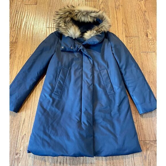 Theory down fill navy blue puffer jacket with removable vest medium - Picture 2 of 11
